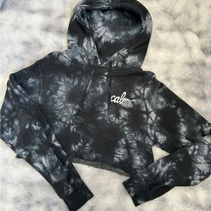 Women's Black Tie-Dye Cropped Hoodie